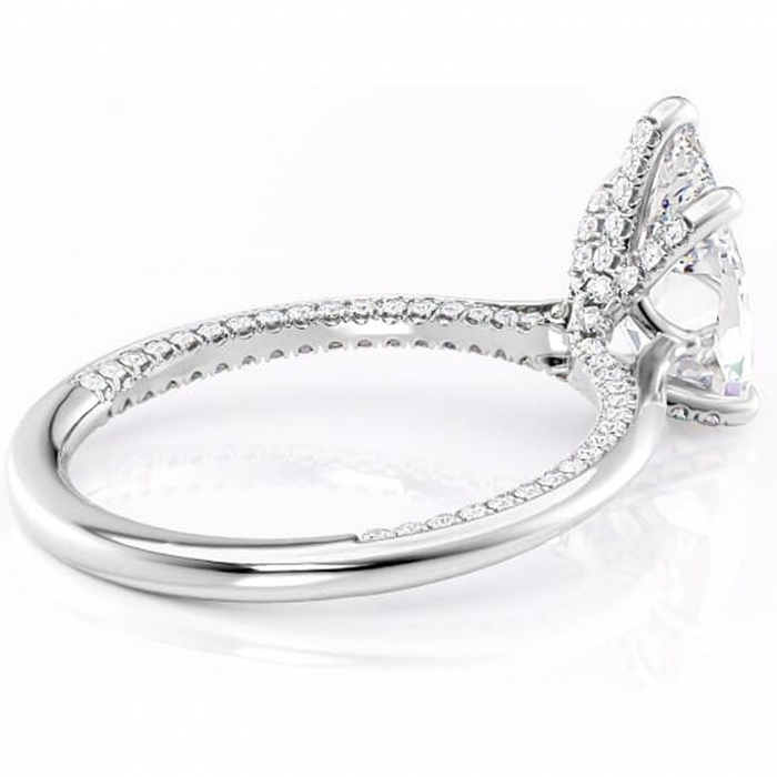 Inel de logodnă Mila din aur Alb 14kt cu moissanite tăietură pară – Solitar rafinată pentru profil înalt | Personalizează și configurează gratuit online [3]