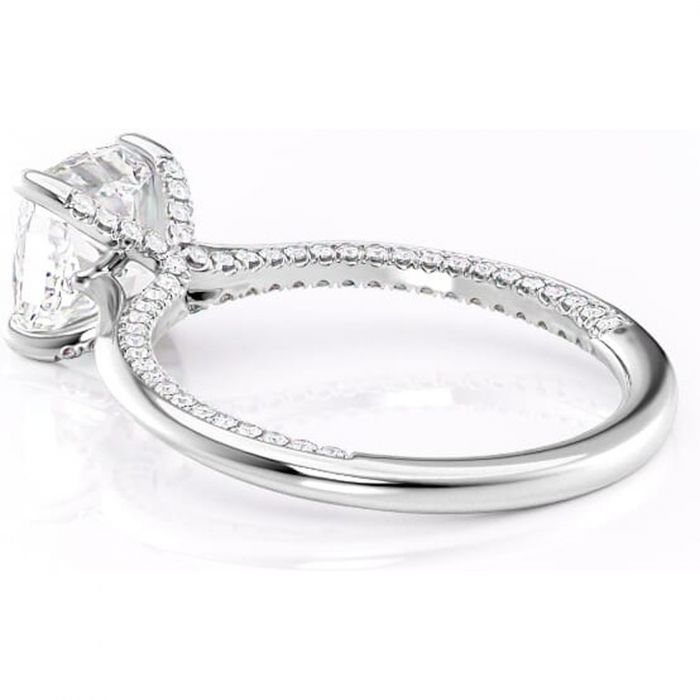 Inel de logodnă Mila din aur Alb 14kt cu moissanite tăietură pernă – Solitar rafinată pentru profil înalt | Personalizează și configurează gratuit online [5]