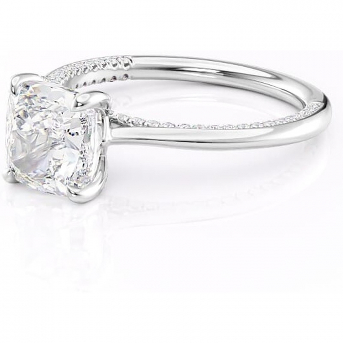 Inel de logodnă Mila din aur Alb 14kt cu moissanite tăietură pernă – Solitar rafinată pentru profil înalt | Personalizează și configurează gratuit online [7]