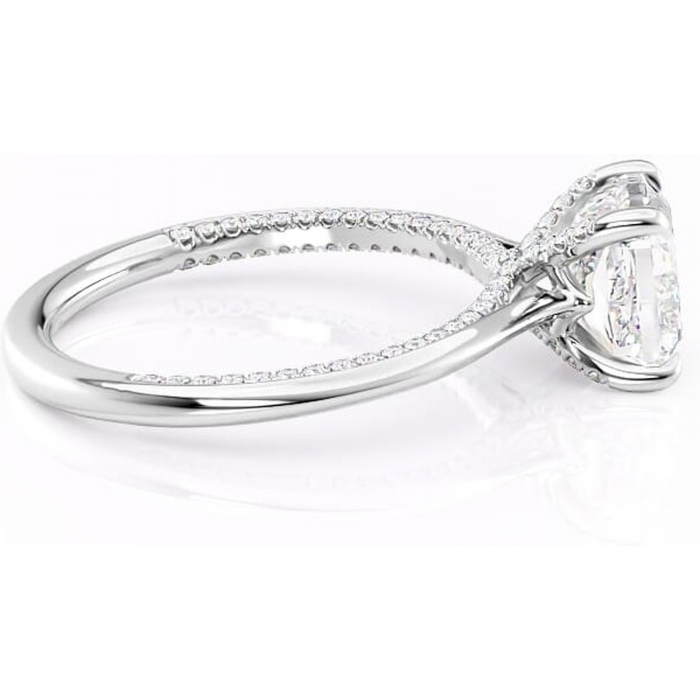 Inel de logodnă Mila din aur Alb 14kt cu moissanite tăietură pernă – Solitar rafinată pentru profil înalt | Personalizează și configurează gratuit online [2]