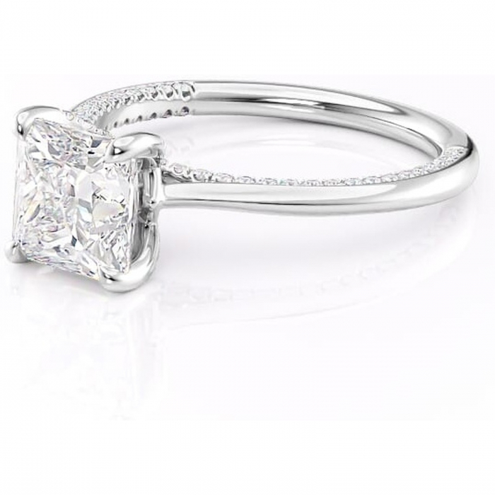Inel de logodnă Mila din aur Alb 14kt cu moissanite tăietură princess – Solitar rafinată pentru profil înalt | Personalizează și configurează gratuit online [7]