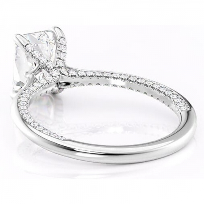 Inel de logodnă Mila din aur Alb 14kt cu moissanite tăietură radiantă – Solitar rafinată pentru profil înalt | Personalizează și configurează gratuit online [4]