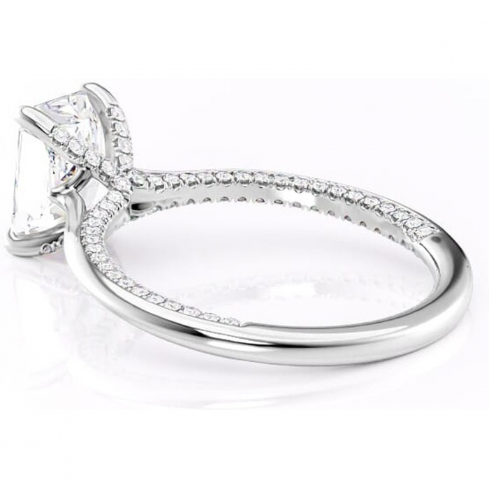 Inel de logodnă Mila din aur Alb 14kt cu moissanite tăietură radiantă – Solitar rafinată pentru profil înalt | Personalizează și configurează gratuit online [5]