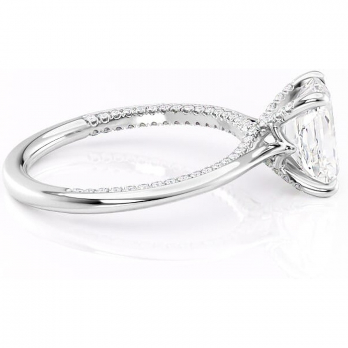 Inel de logodnă Mila din aur Alb 14kt cu moissanite tăietură radiantă – Solitar rafinată pentru profil înalt | Personalizează și configurează gratuit online [2]