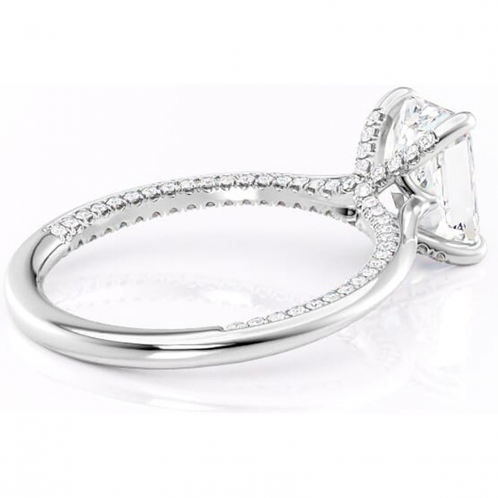 Inel de logodnă Mila din aur Alb 14kt cu moissanite tăietură radiantă – Solitar rafinată pentru profil înalt | Personalizează și configurează gratuit online [3]