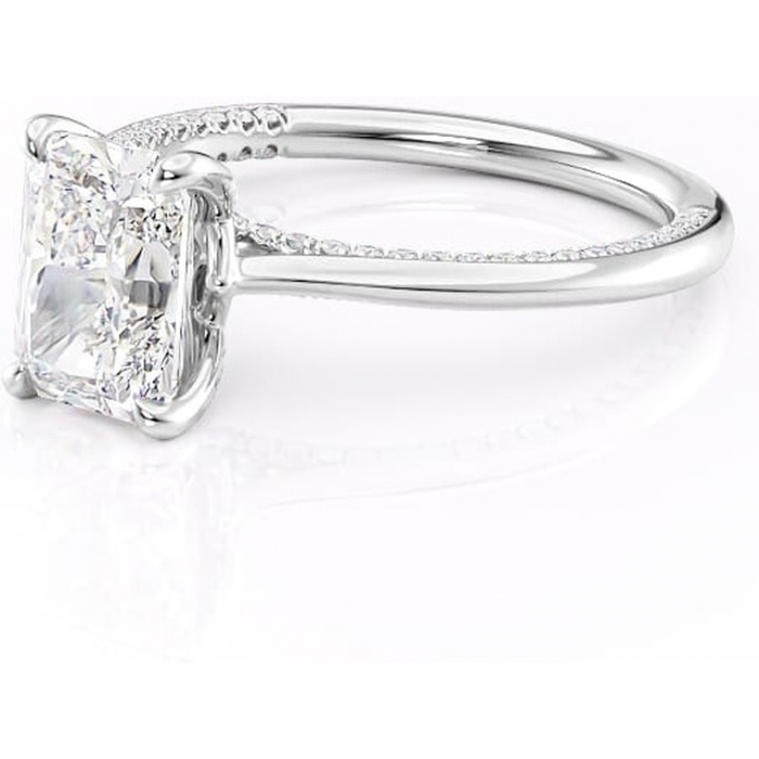 Inel de logodnă Mila din aur Alb 14kt cu moissanite tăietură radiantă – Solitar rafinată pentru profil înalt | Personalizează și configurează gratuit online [7]