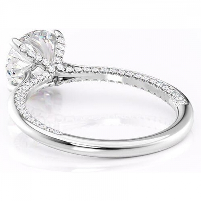 Inel de logodnă Mila din aur Alb 14kt cu moissanite tăietură rotundă – Solitar rafinată pentru profil înalt | Personalizează și configurează gratuit online [4]