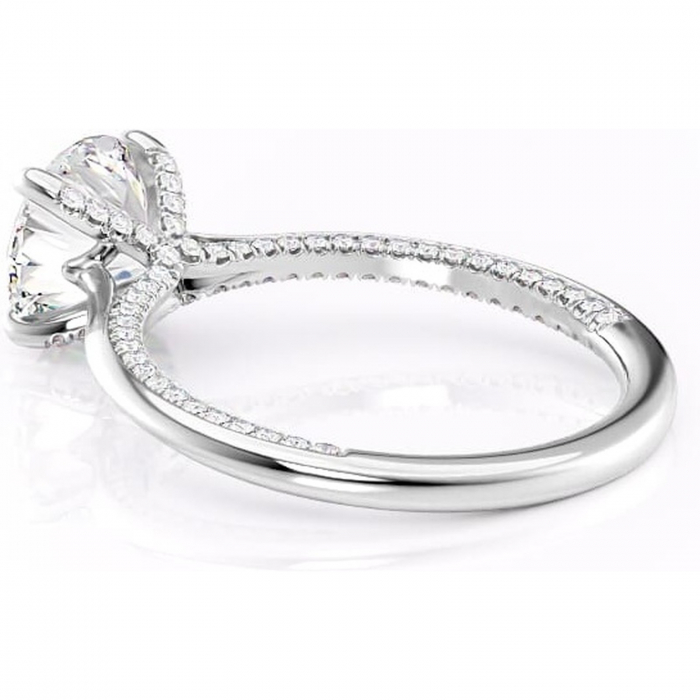 Inel de logodnă Mila din aur Alb 14kt cu moissanite tăietură rotundă – Solitar rafinată pentru profil înalt | Personalizează și configurează gratuit online [5]