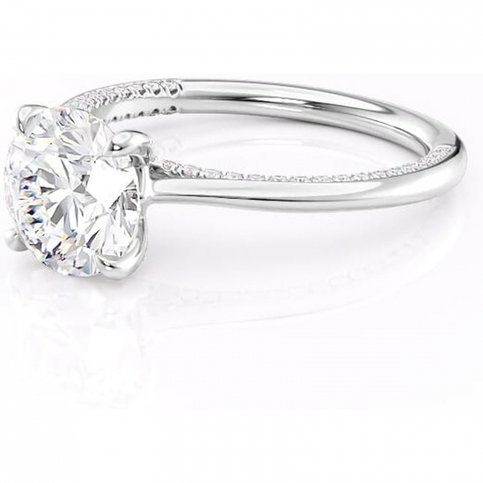 Inel de logodnă Mila din aur Alb 14kt cu moissanite tăietură rotundă – Solitar rafinată pentru profil înalt | Personalizează și configurează gratuit online [7]