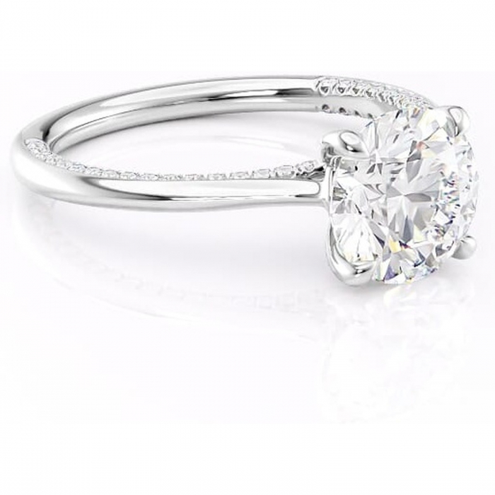 Inel de logodnă Mila din aur Alb 14kt cu moissanite tăietură rotundă – Solitar rafinată pentru profil înalt | Personalizează și configurează gratuit online [1]