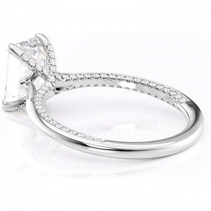 Inel de logodnă Mila din aur Alb 14kt cu moissanite tăietură smarald – Solitar rafinată pentru profil înalt | Personalizează și configurează gratuit online [5]