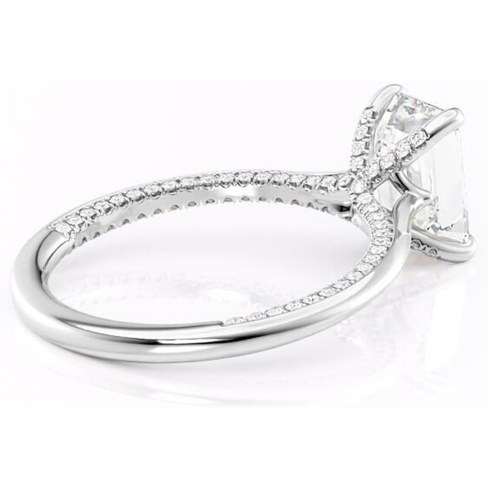 Inel de logodnă Mila din aur Alb 14kt cu moissanite tăietură smarald – Solitar rafinată pentru profil înalt | Personalizează și configurează gratuit online [3]