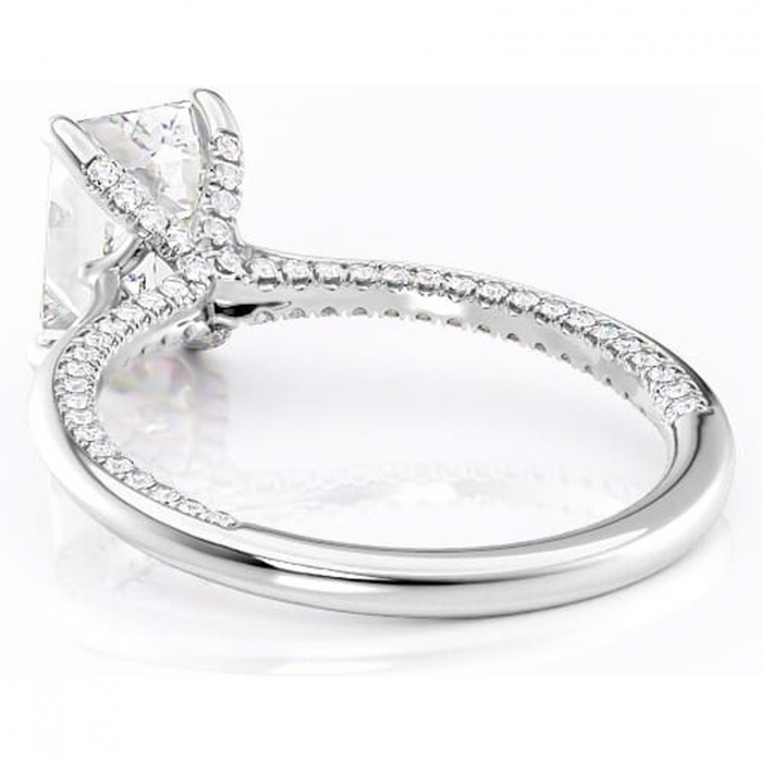 Inel de logodnă Mila din aur Alb 14kt cu moissanite tăietură smarald – Solitar rafinată pentru profil înalt | Personalizează și configurează gratuit online [4]