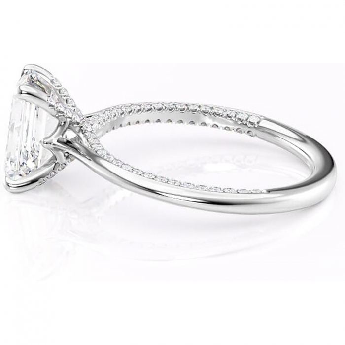 Inel de logodnă Mila din aur Alb 14kt cu moissanite tăietură smarald – Solitar rafinată pentru profil înalt | Personalizează și configurează gratuit online [6]