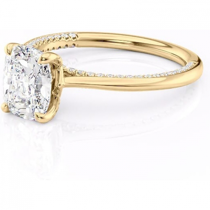 Inel de logodnă Mila din aur Galben 14kt cu moissanite tăietură asscher – Solitar rafinată pentru profil înalt | Personalizează și configurează gratuit online [7]