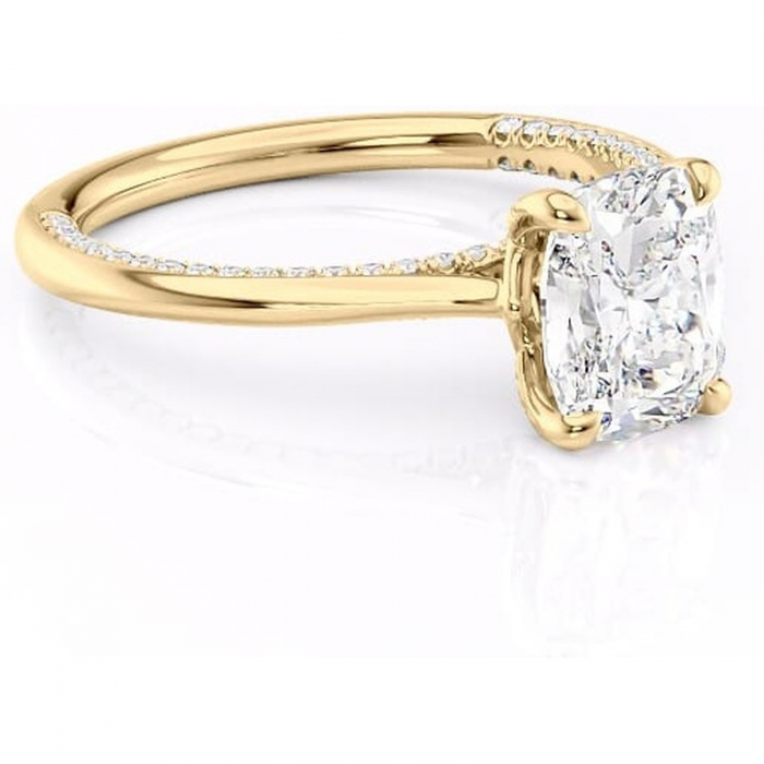 Inel de logodnă Mila din aur Galben 14kt cu moissanite tăietură asscher – Solitar rafinată pentru profil înalt | Personalizează și configurează gratuit online [1]