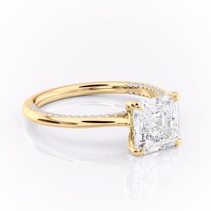 Inel de logodnă Mila din aur Galben 14kt cu moissanite tăietură asscher – Solitar rafinată pentru profil înalt | Personalizează și configurează gratuit online [1]