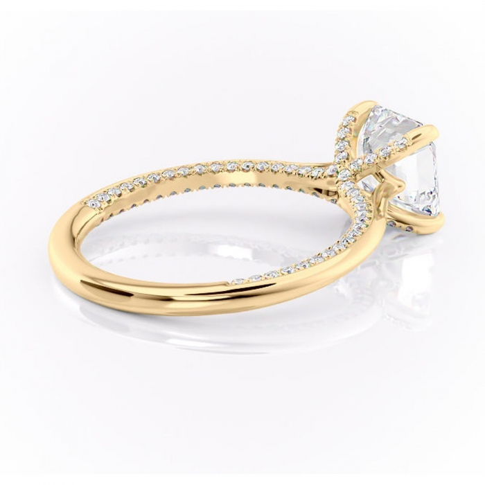 Inel de logodnă Mila din aur Galben 14kt cu moissanite tăietură asscher – Solitar rafinată pentru profil înalt | Personalizează și configurează gratuit online [3]