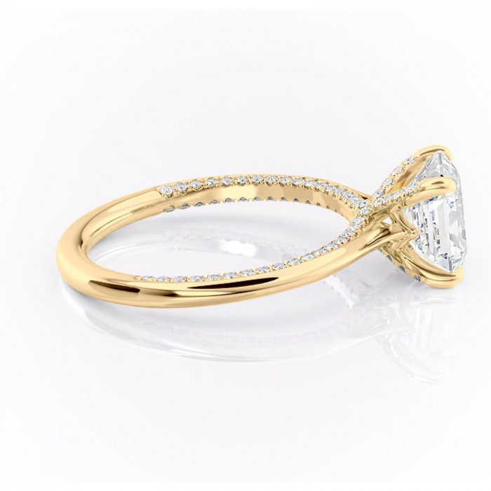 Inel de logodnă Mila din aur Galben 14kt cu moissanite tăietură asscher – Solitar rafinată pentru profil înalt | Personalizează și configurează gratuit online [2]