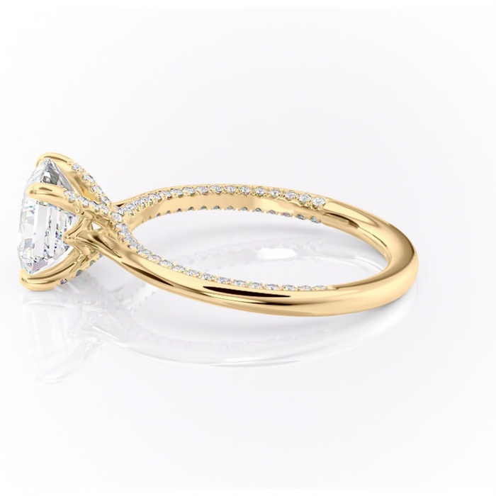 Inel de logodnă Mila din aur Galben 14kt cu moissanite tăietură asscher – Solitar rafinată pentru profil înalt | Personalizează și configurează gratuit online [6]