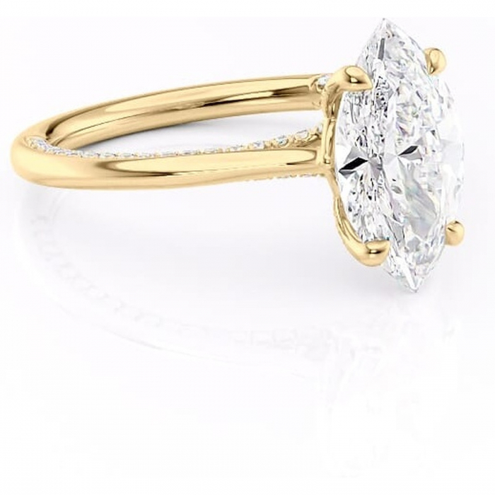 Inel de logodnă Mila din aur Galben 14kt cu moissanite tăietură marquise – Solitar rafinată pentru profil înalt | Personalizează și configurează gratuit online [1]