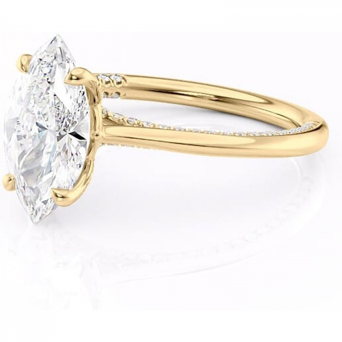 Inel de logodnă Mila din aur Galben 14kt cu moissanite tăietură marquise – Solitar rafinată pentru profil înalt | Personalizează și configurează gratuit online [7]