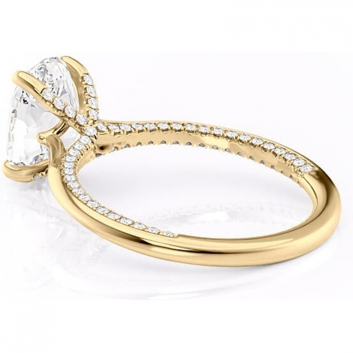 Inel de logodnă Mila din aur Galben 14kt cu moissanite tăietură ovală – Solitar rafinată pentru profil înalt | Personalizează și configurează gratuit online [5]