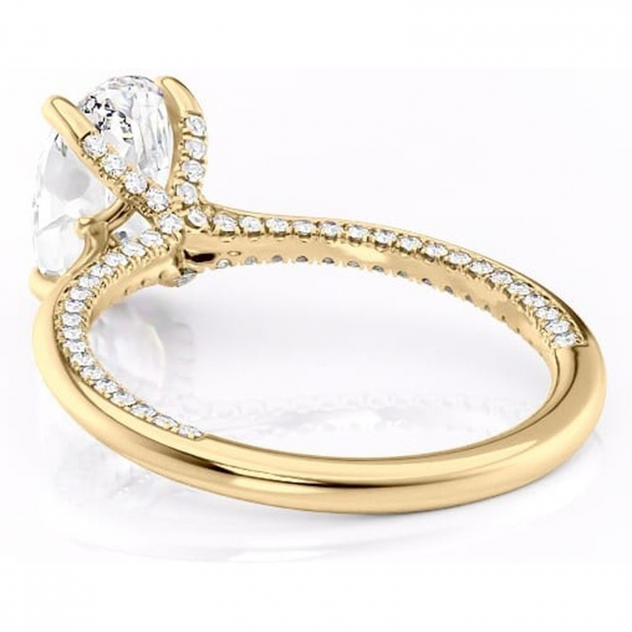 Inel de logodnă Mila din aur Galben 14kt cu moissanite tăietură ovală – Solitar rafinată pentru profil înalt | Personalizează și configurează gratuit online [4]