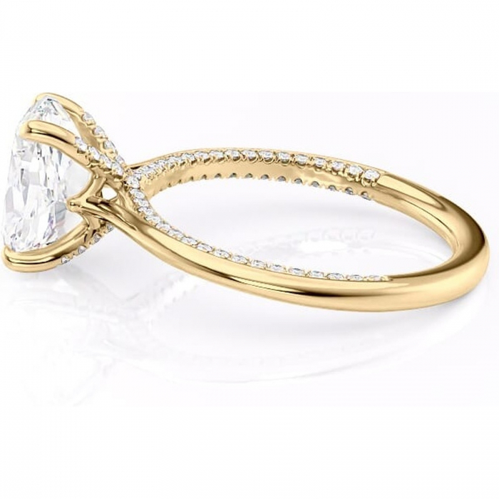 Inel de logodnă Mila din aur Galben 14kt cu moissanite tăietură ovală – Solitar rafinată pentru profil înalt | Personalizează și configurează gratuit online [6]