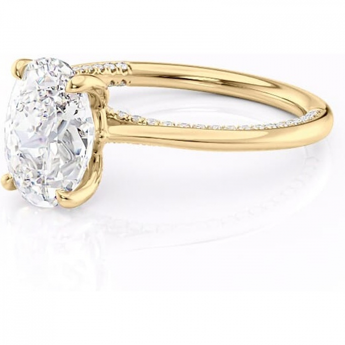 Inel de logodnă Mila din aur Galben 14kt cu moissanite tăietură ovală – Solitar rafinată pentru profil înalt | Personalizează și configurează gratuit online [7]