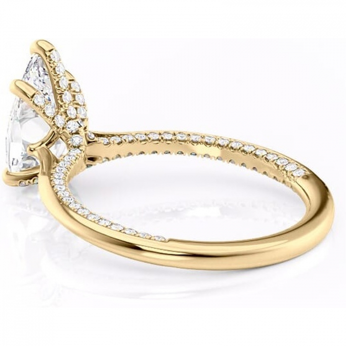 Inel de logodnă Mila din aur Galben 18kt cu moissanite tăietură pară – Solitar rafinată pentru profil înalt | Personalizează și configurează gratuit online [5]
