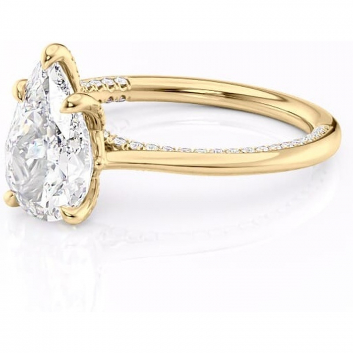 Inel de logodnă Mila din aur Galben 18kt cu moissanite tăietură pară – Solitar rafinată pentru profil înalt | Personalizează și configurează gratuit online [7]