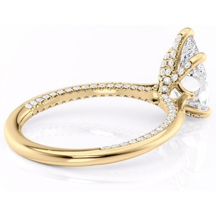Inel de logodnă Mila din aur Galben 18kt cu moissanite tăietură pară – Solitar rafinată pentru profil înalt | Personalizează și configurează gratuit online [3]