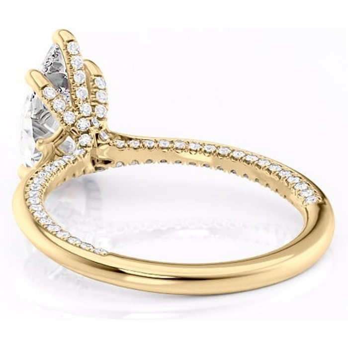 Inel de logodnă Mila din aur Galben 18kt cu moissanite tăietură pară – Solitar rafinată pentru profil înalt | Personalizează și configurează gratuit online [4]