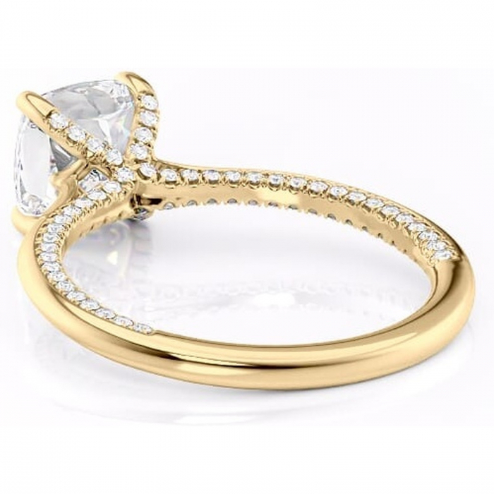 Inel de logodnă Mila din aur Galben 14kt cu moissanite tăietură pernă – Solitar rafinată pentru profil înalt | Personalizează și configurează gratuit online [4]