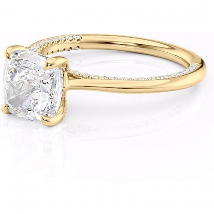Inel de logodnă Mila din aur Galben 14kt cu moissanite tăietură pernă – Solitar rafinată pentru profil înalt | Personalizează și configurează gratuit online [7]
