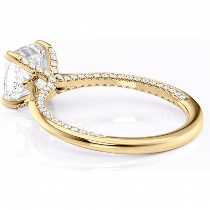 Inel de logodnă Mila din aur Galben 14kt cu moissanite tăietură pernă – Solitar rafinată pentru profil înalt | Personalizează și configurează gratuit online [5]