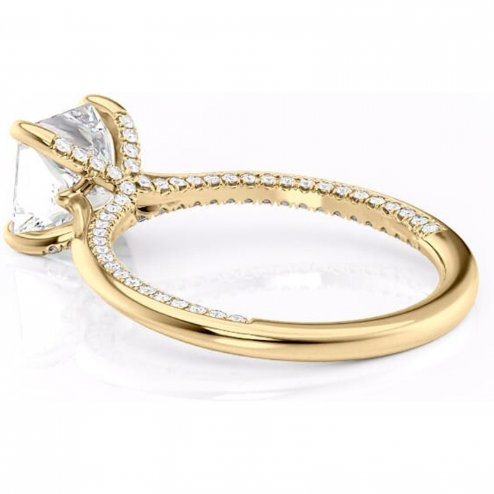 Inel de logodnă Mila din aur Galben 14kt cu moissanite tăietură princess – Solitar rafinată pentru profil înalt | Personalizează și configurează gratuit online [5]