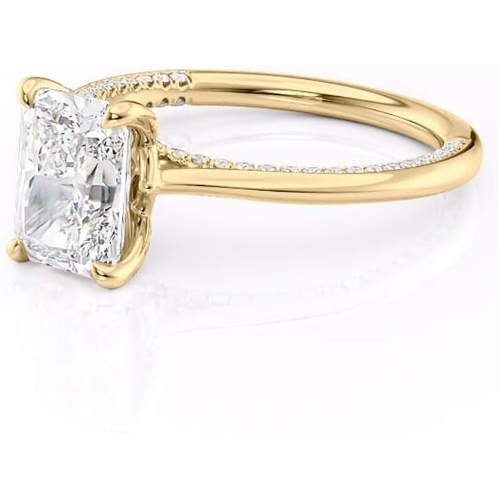 Inel de logodnă Mila din aur Galben 14kt cu moissanite tăietură radiantă – Solitar rafinată pentru profil înalt | Personalizează și configurează gratuit online [7]
