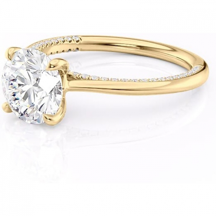 Inel de logodnă Mila din aur Galben 14kt cu moissanite tăietură rotundă – Solitar rafinată pentru profil înalt | Personalizează și configurează gratuit online [7]