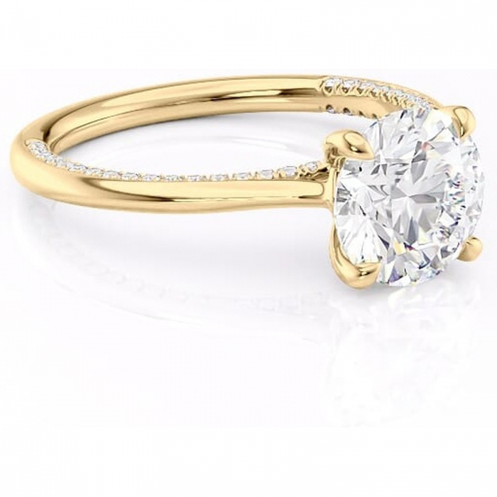 Inel de logodnă Mila din aur Galben 14kt cu moissanite tăietură rotundă – Solitar rafinată pentru profil înalt | Personalizează și configurează gratuit online [1]