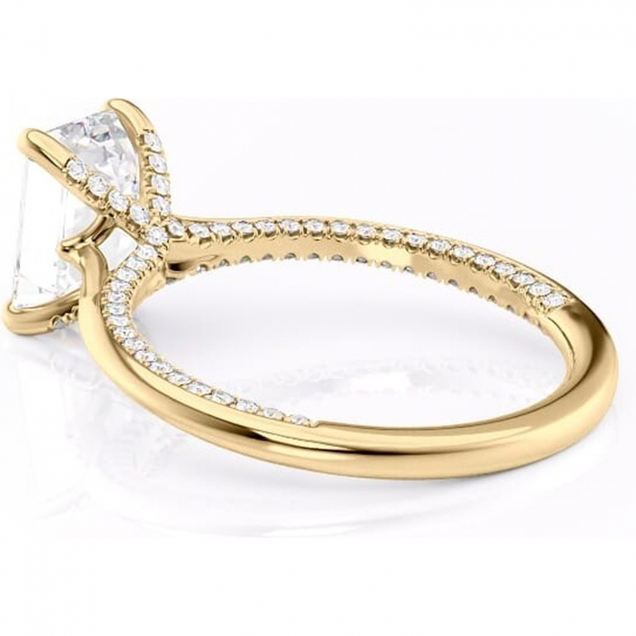 Inel de logodnă Mila din aur Galben 14kt cu moissanite tăietură smarald – Solitar rafinată pentru profil înalt | Personalizează și configurează gratuit online [5]