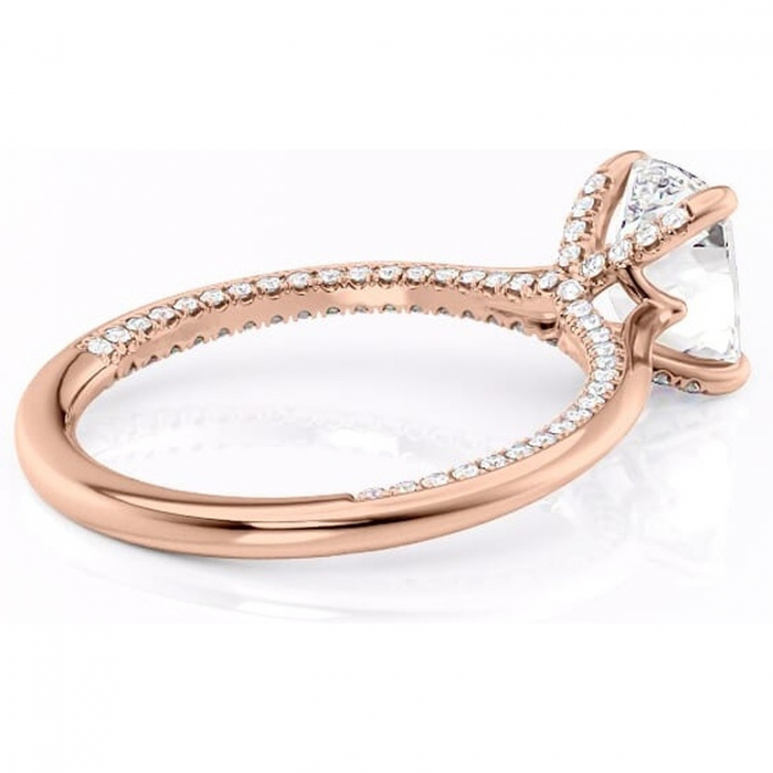 Inel de logodnă Mila din aur Rose 14kt cu moissanite tăietură asscher – Solitar rafinată pentru profil înalt | Personalizează și configurează gratuit online [3]