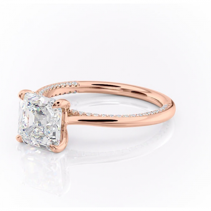 Inel de logodnă Mila din aur Rose 14kt cu moissanite tăietură asscher – Solitar rafinată pentru profil înalt | Personalizează și configurează gratuit online [7]