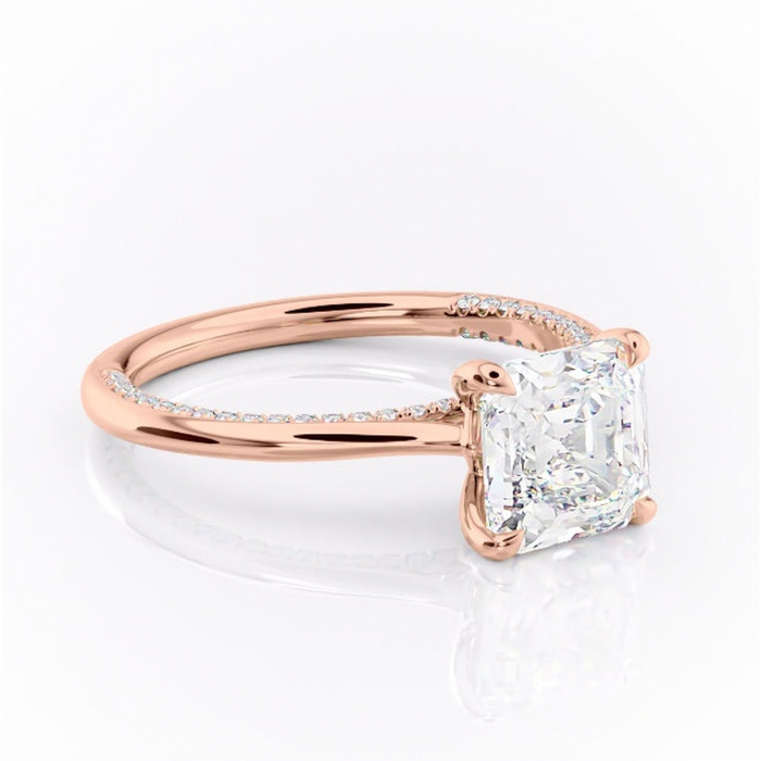 Inel de logodnă Mila din aur Rose 14kt cu moissanite tăietură asscher – Solitar rafinată pentru profil înalt | Personalizează și configurează gratuit online [1]