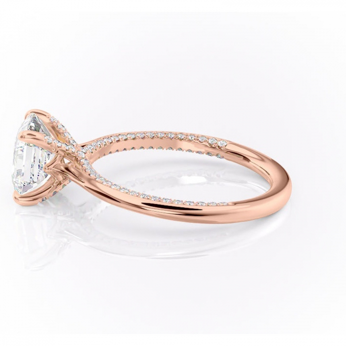 Inel de logodnă Mila din aur Rose 14kt cu moissanite tăietură asscher – Solitar rafinată pentru profil înalt | Personalizează și configurează gratuit online [6]