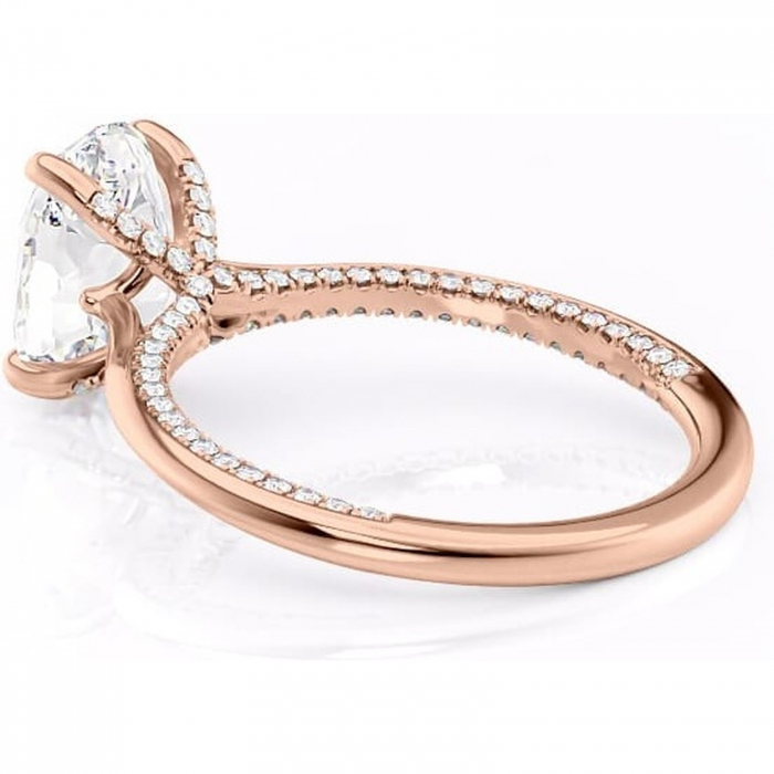 Inel de logodnă Mila din aur Rose 14kt cu moissanite tăietură ovală – Solitar rafinată pentru profil înalt | Personalizează și configurează gratuit online [5]