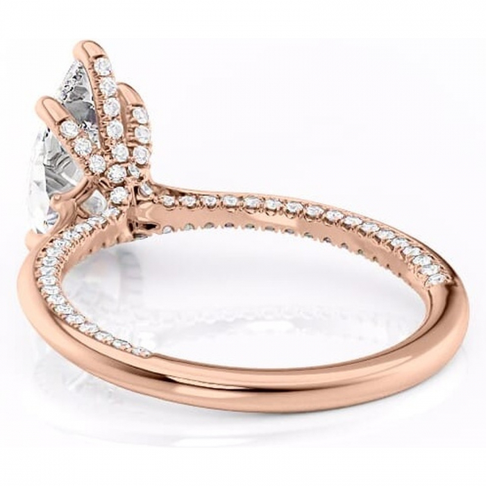 Inel de logodnă Mila din aur Rose 14kt cu moissanite tăietură pară – Solitar rafinată pentru profil înalt | Personalizează și configurează gratuit online [4]