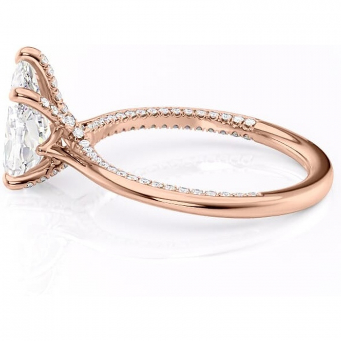 Inel de logodnă Mila din aur Rose 14kt cu moissanite tăietură pară – Solitar rafinată pentru profil înalt | Personalizează și configurează gratuit online [6]