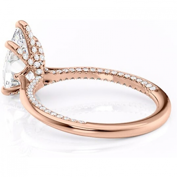 Inel de logodnă Mila din aur Rose 14kt cu moissanite tăietură pară – Solitar rafinată pentru profil înalt | Personalizează și configurează gratuit online [5]